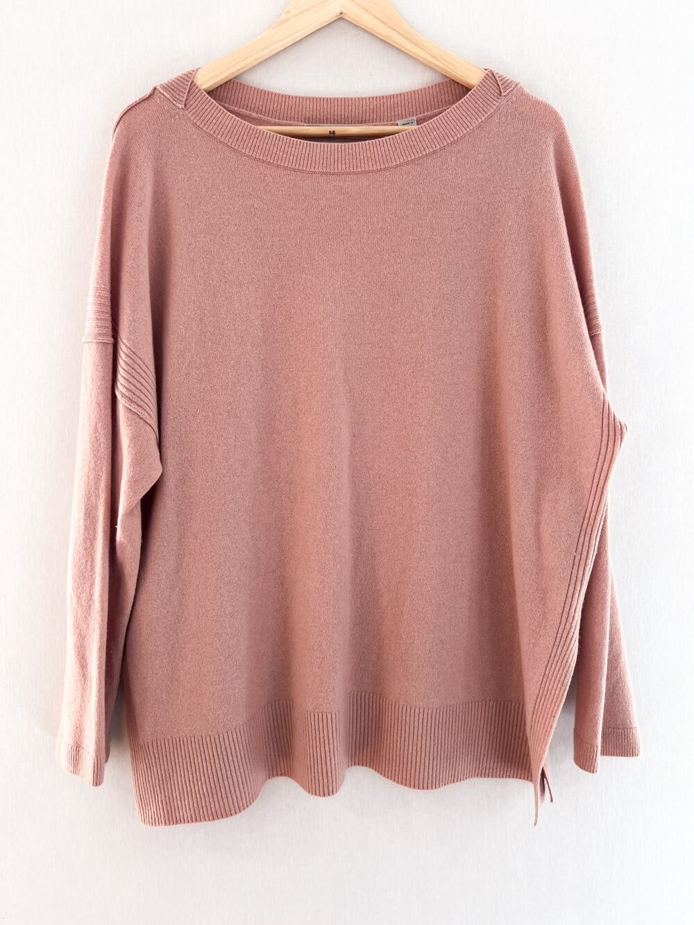 Allsaints Tara Jumper Sweater Large Cashmere Wool Sweater Boatneck Slouchy Pink